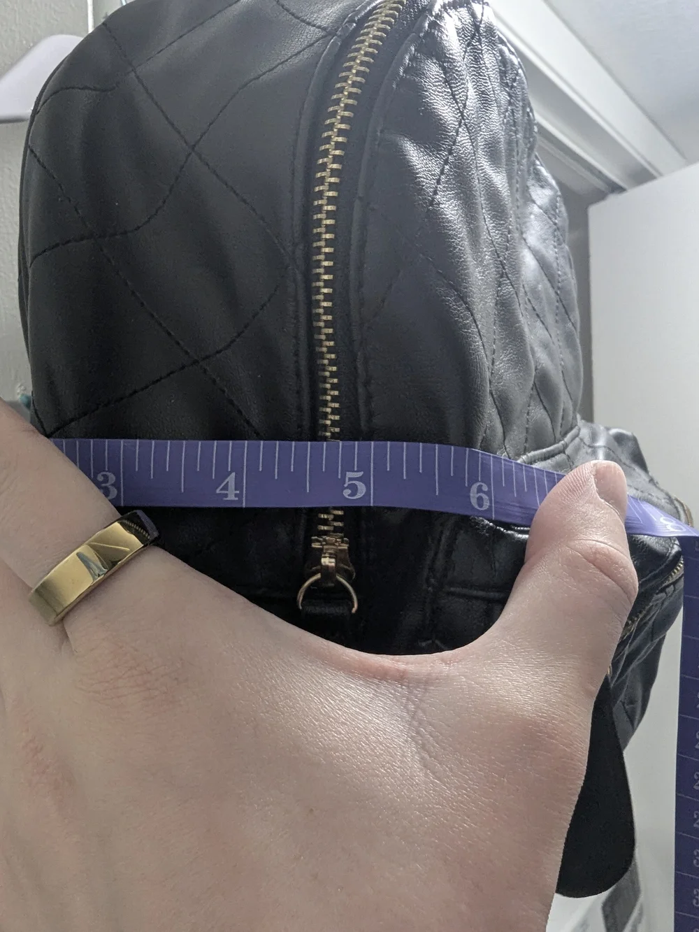 Forever 21 Quilted Black Mini Backpack with Gold Zipper